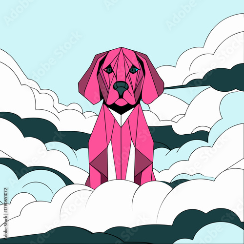 dog in the clouds