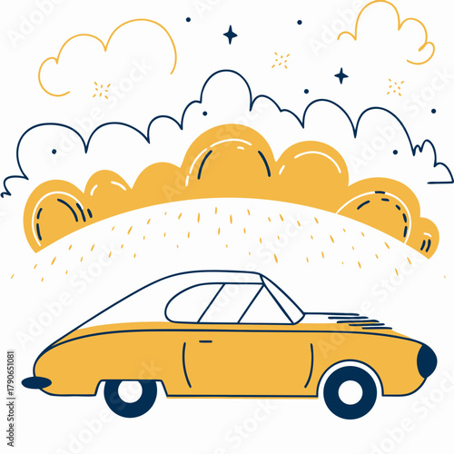 vector illustration of a car on the road