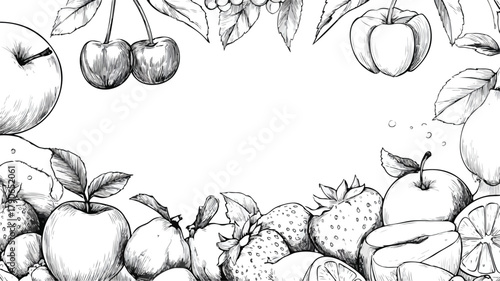 Vibrant Delicious Food Recipe Card Design with Fresh Ripe Fruit Vector Illustration