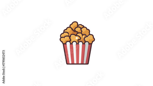 Delicious Popcorn Solid Icon Vector Illustration