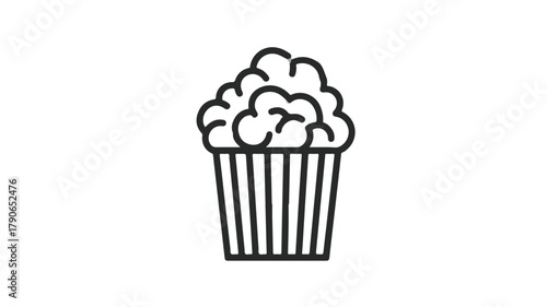 Delicious Popcorn Solid Icon Vector Illustration