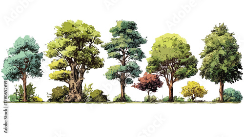 Diverse Perennial Trees for Landscaping with Sturdy Trunks