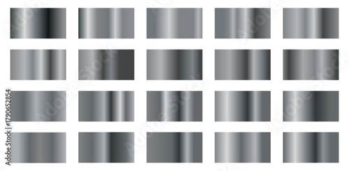 Silver background texture vector icon seamless pattern. Metal silver gradient color set. 20 silver gradient color collection. Golden and silver gradient palette.