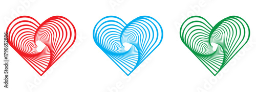 Heart, love, romance or valentine's day red vector. Various simple red vector heart love icon. Valentine's Day love calligraphy banner with red hearts, 