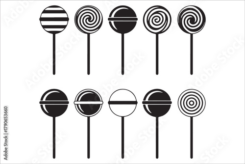 Colorful Swirl Lollipop Vector Collection for Candy Design