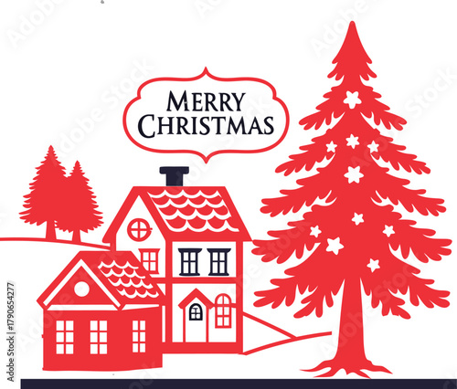 christmas tree and house