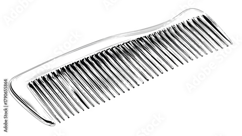 Professional Plastic Hair Comb for Combing Long Hair - Vector Illustration