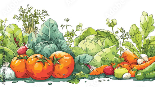 Colorful Agricultural Crops and Vegetables Vector Illustration