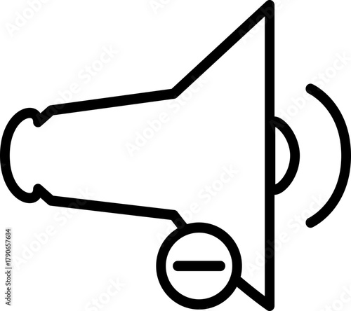 Volume Down Audio Sound Decrease Icon Line Art