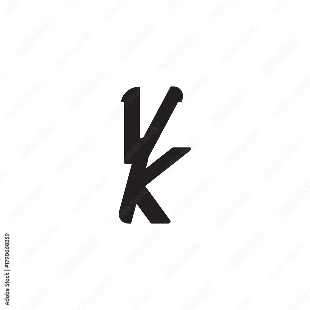 Obraz premium Unique minimalist overlaping VK Initial Bold Logo Alphabet Monogram Simple Design