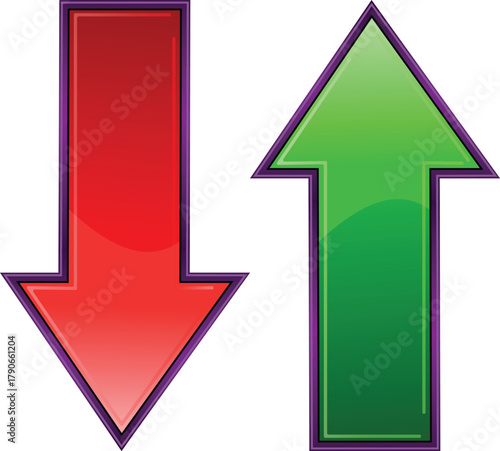 Red down arrow and green up arrow