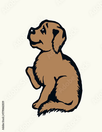 Cute small dog. Vector drawing.