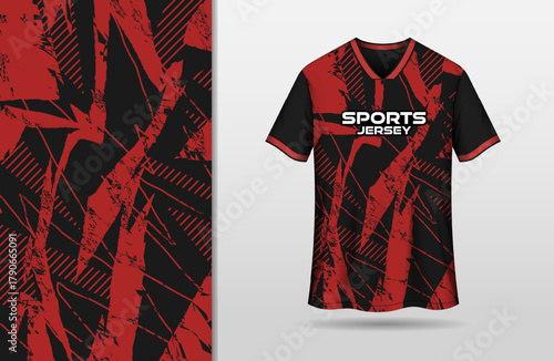 Canvas-taulu Abstract grunge black and red background for sports jersey design