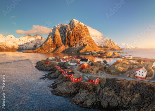 Aerial view of Hamnoy fishi...
