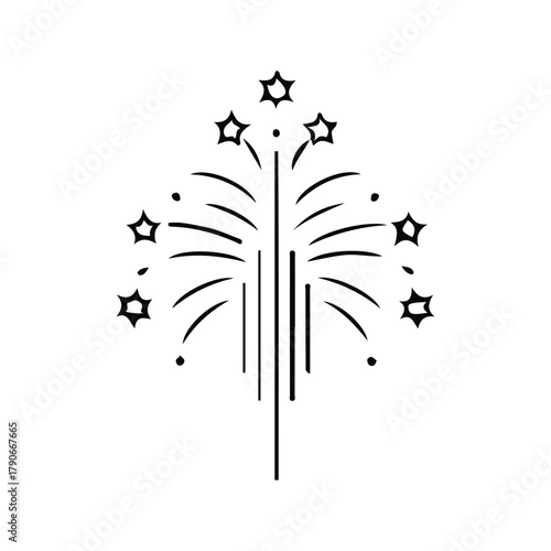 A Festive Fireworks Burst with Stars and Sparks - Ideal for Celebrations and Events