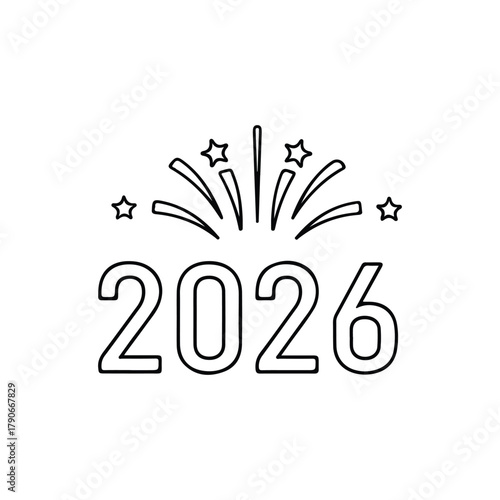 Celebrating the New Year Fireworks Display for 2026  Festive Icon Design