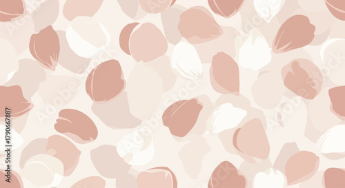 An illustration depicting scattered pastel-colored petals across a creamy background, creating a soft, ethereal aesthetic