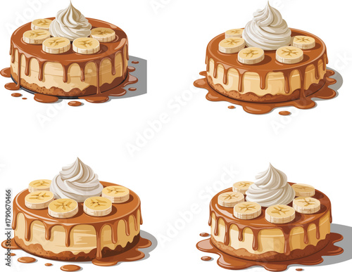 Set of chocolate cakes and cupcakes isolated on white background