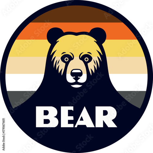 Gay bear brotherhood logo in flag colors (round vector)