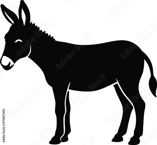 donkey isolated icon. Domestic farm animal vector silhouette