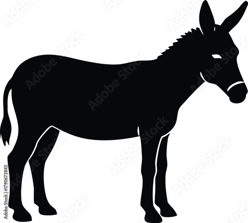 Isolated donkey silhouette. Simple pack animal vector graphic