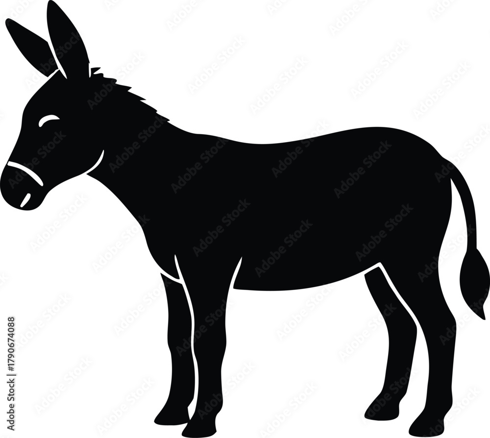 Obraz premium Donkey silhouette vector icon. Farm animal and livestock symbol