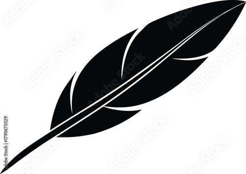Isolated feather pen icon. Old writing calligraphy tool vector graphic.