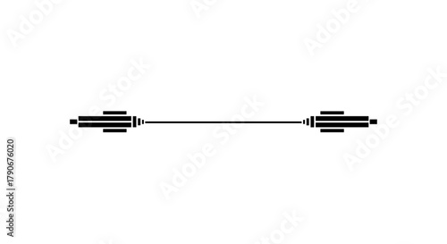 Horizontal black and white text divider with barbell design for workout themes and copy space