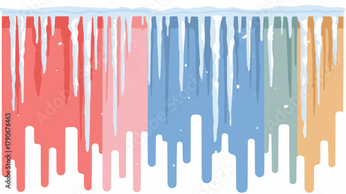 Colorful abstract icicles in pastel tones, flat bold vector for packaging, children’s product or seasonal decor