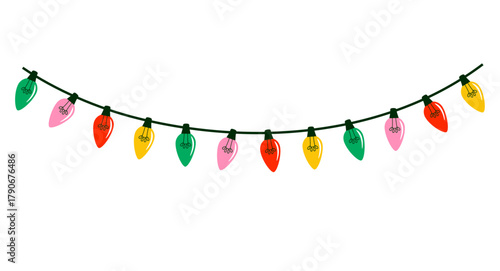 Colorful Christmas lights garland