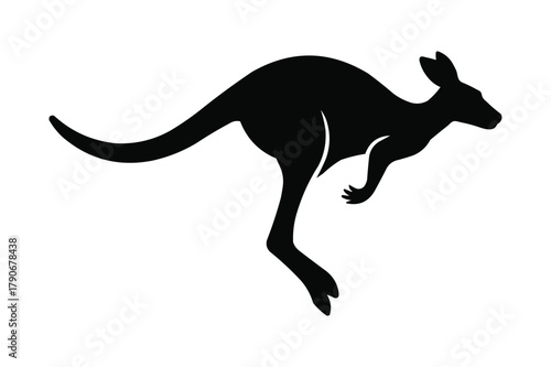 Silhouette of a kangaroo in mid leap