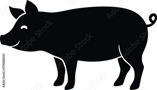 Simple pig icon, Domestic livestock vector symbol