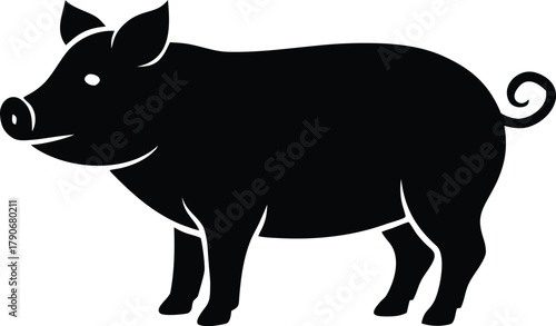 Pig vector illustration, Isolated farm animal graphic