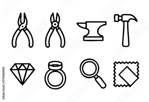 This artwork features a set of simple line drawings showcasing various ocean animals such as sharks, rays, turtles, and dolphins arranged in a neat layout against a white background.