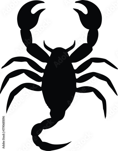 Scorpion silhouette vector icon. Poisonous arachnid animal symbol.