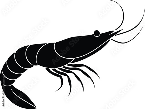 Isolated shrimp silhouette. Ocean delicacy or seafood ingredient vector