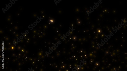Realistic Gold confetti falling animation in 4K, Vibrant golden party streamers and paper flakes blast for Award ceremony, New Year, and festive celebration videos. Transparent alpha channel included.