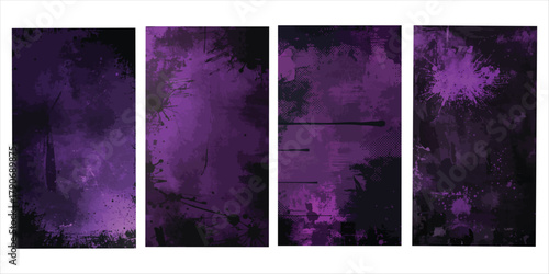 Purple wall texture with paint strokes background– Abstract Vertical Background Set