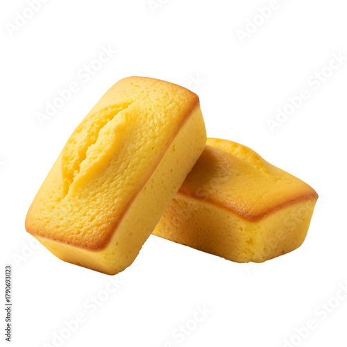 Two golden brown mini loaf cakes on a black background