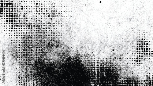 Fotografie Abstract grunge halftone dot texture background with distressed worn effect isolated on white background, Vector, illustration