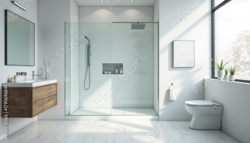 Modern Bathroom with Glass Shower and Floating Vanity