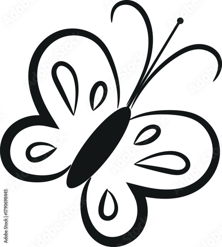 Minimal Black and White Butterfly Vector Line Art Logo