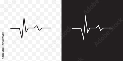 Heartbeat line. Pulse cardiogram Icons of heart beat. Ecg Electrocardiogram with healthy rhythm, cardio attack, ischemia, infarction. Symbol for cardiac. ECG Vector illustration. EPS 10.