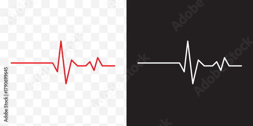 Ecg heart beat line. heart beat sinus rhythm line. Healthcare medical hospital logo. Vector illustration icon. Isolated on white background. ECG Electrocardiogram with healthy rhythm, cardio attack.