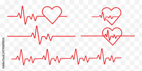 Ecg heart beat line. heart beat sinus rhythm line. Healthcare medical hospital logo. Vector illustration icon. Isolated on white background. ECG Electrocardiogram with healthy rhythm, cardio attack.