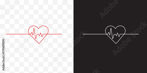 Ecg heart beat line. heart beat sinus rhythm line. Healthcare medical hospital logo. Vector illustration icon. Isolated on white background. ECG Electrocardiogram with healthy rhythm, cardio attack.