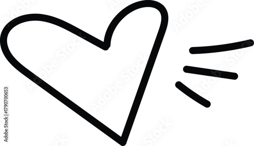 A handdrawn heart with a sparkle, , conveys love, affection, and joy in a simple yet expressive design