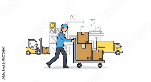 3d man with forklift truck