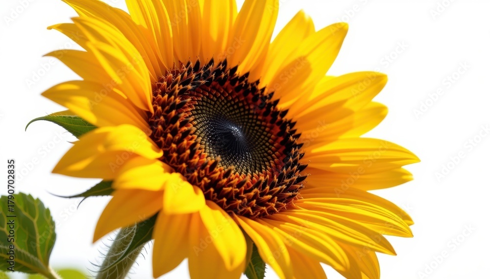 Naklejka premium A closeup of a vibrant sunflower in a bright garden nature photography floral closeup outdoor setting