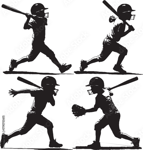 kids playing game silhouette